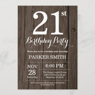 Convite Rustic aniversário de 21 anos