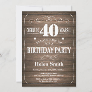 Convite Rustic aniversário de 40 anos