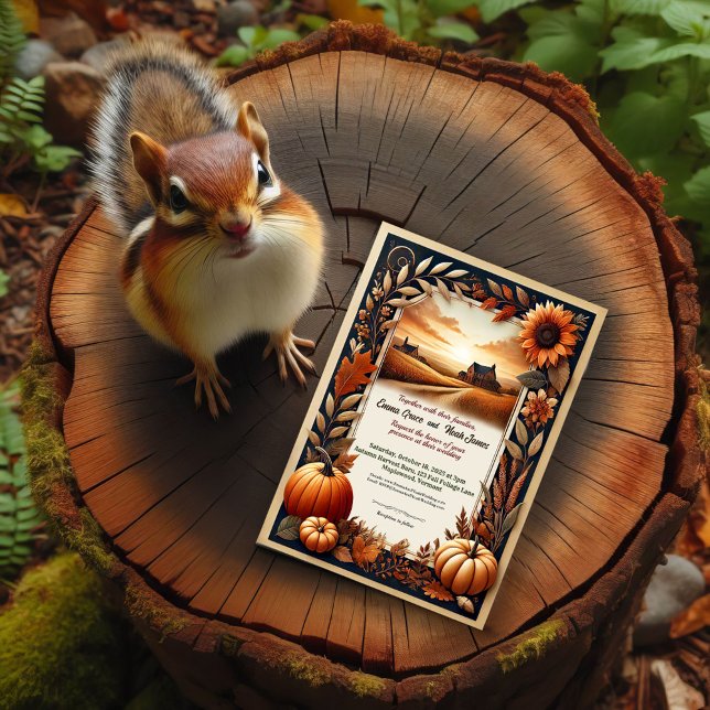 Convite Rustic Autumn Countryside Weditation (Criador carregado)