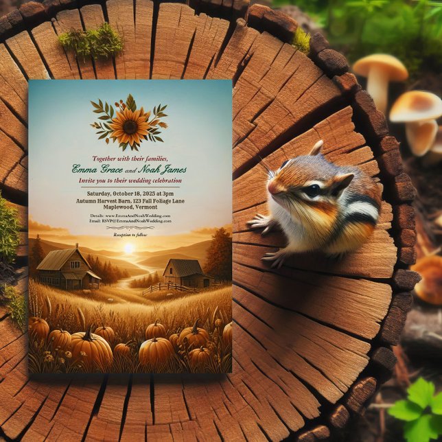 Convite Rustic Autumn Countryside Weditation (Criador carregado)