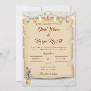 Convite Rustic Autumn Scroll Wedation Elegante