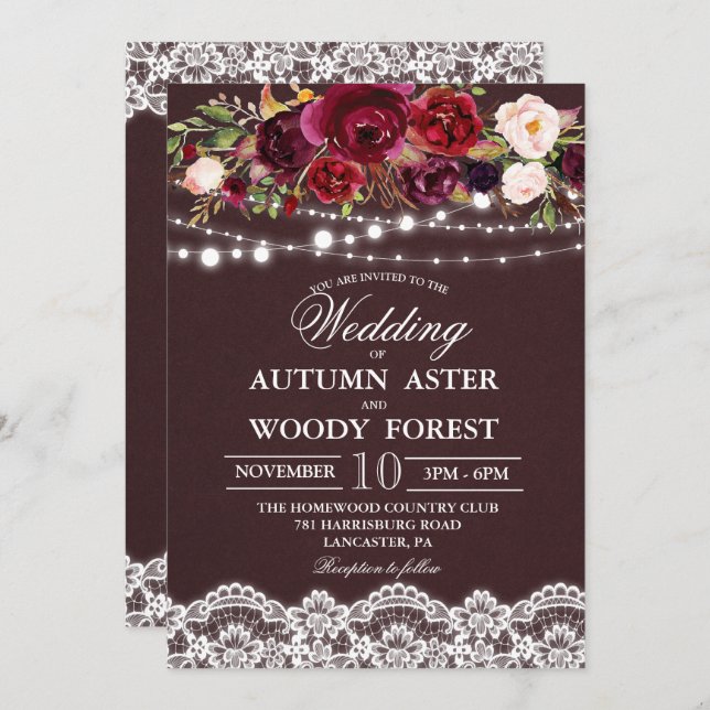 Convite Rustic Autumn Weditation (Frente/Verso)