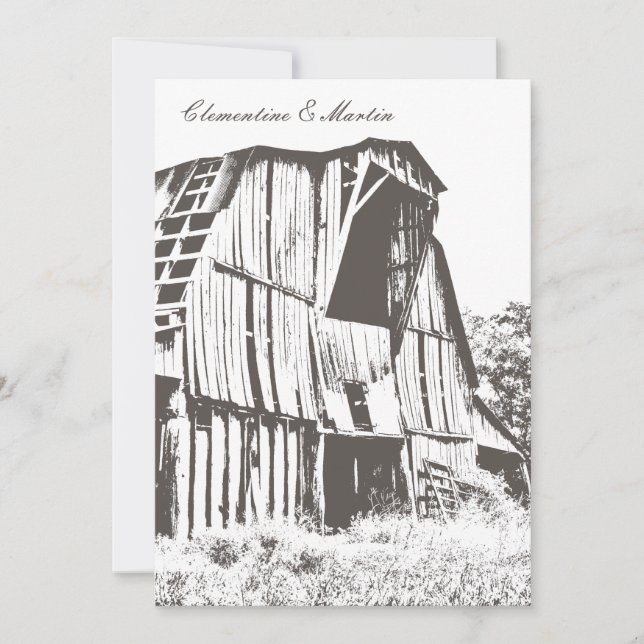 Convite Rustic Barn Casamento - Brown Escuro (Frente)