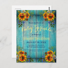 Convite Rustic Blue Sunflower Baby Sprinkle