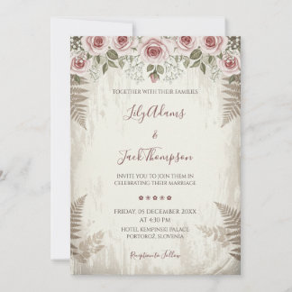 Convite Rustic Blush Rosa Casamento
