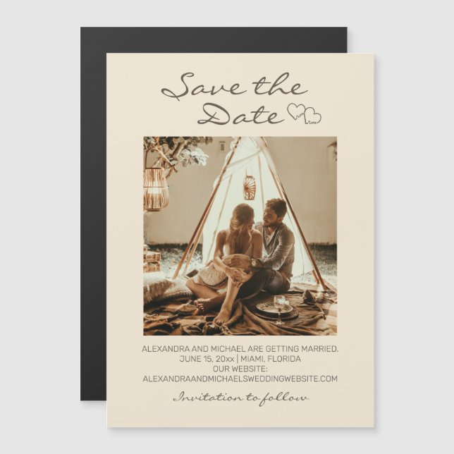 Convite Rustic Boho Wedding Hearts (Frente/Verso)