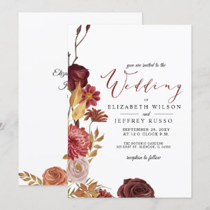 Convite Rustic Botanic para o Casamento outono de
