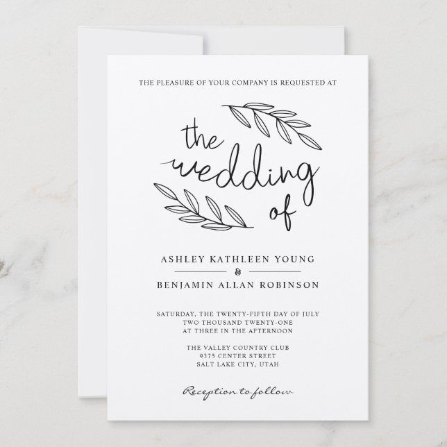 Convite Rustic Branches Casamento (Frente)