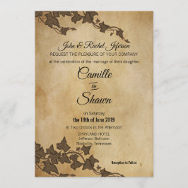Convite Rustic Brown Ivy Casamento