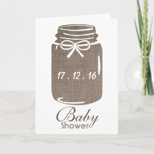 Convite Rustic Burlap Mason Jar Baby Shower Invitation