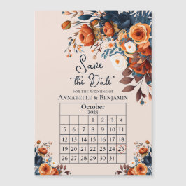Convite Rustic Burnt Orange and Blue Weding Save the Date