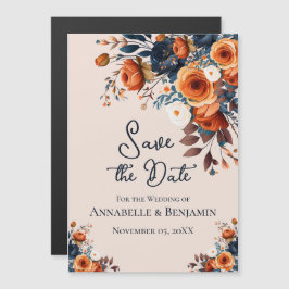 Convite Rustic Burnt Orange and Blue Weding Save the Date
