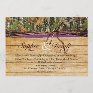 Convite Rustic Camo Wood Weding