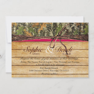 Convite Rustic Camo Wood Weding