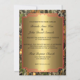 Convite Rustic Camo Wood Weding