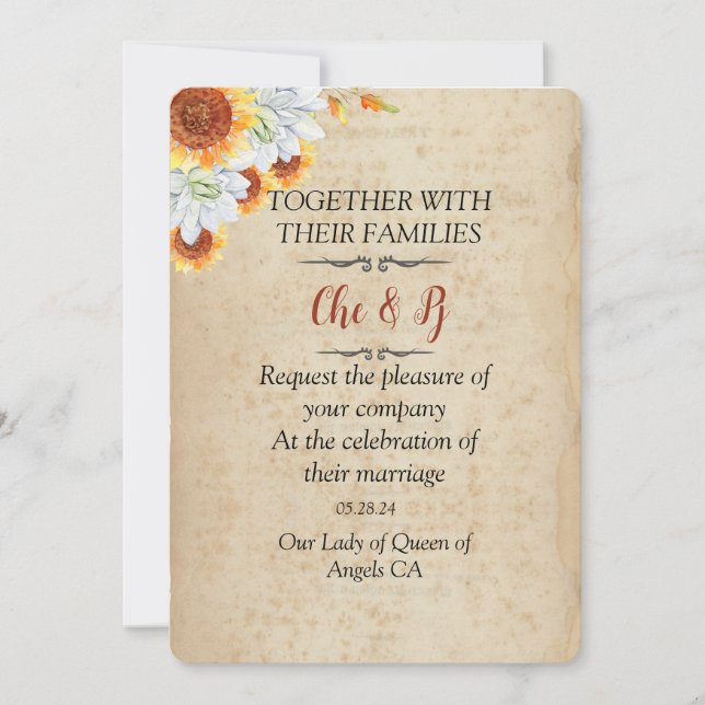 Convite Rustic Casamento outono Card (Frente)