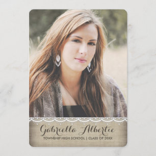 Convite Rustic Chic Lace Graduação de Fotos