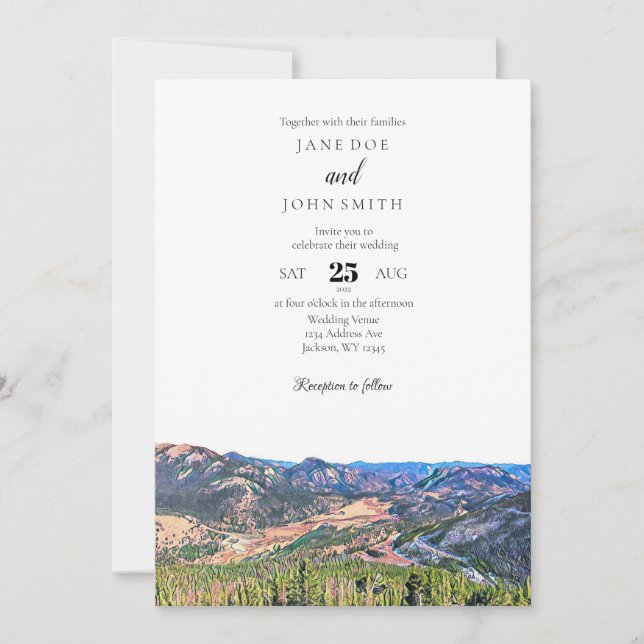 Convite Rustic Colorado Mountain (Frente)
