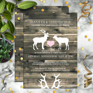 Convite Rustic Country Buck and Doe Weding