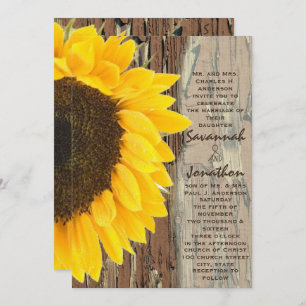Convite Rustic Country Sunflower Weditation