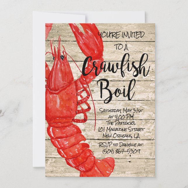Convite Rustic Crawfish Boil (Frente)