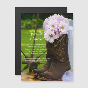 Convite Rustic Daisies Cowboy Boots Casamento Salve Data