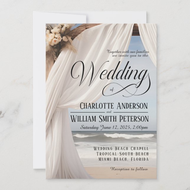 Convite Rustic Elegant Beach Wedation (Frente)