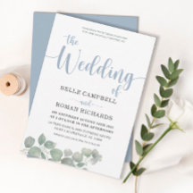 Convite Rustic Eucalyptus Dusty Casamento Azul