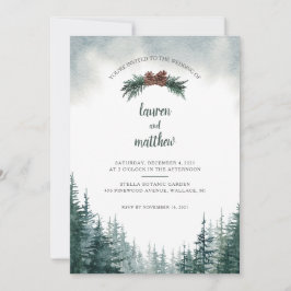 Convite Rustic Evergreen Casamento no inverno