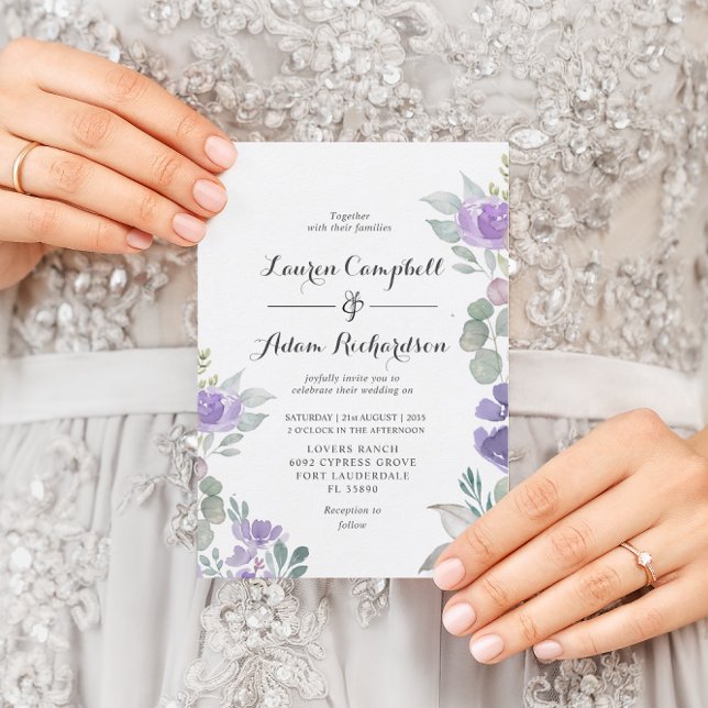 Convite Rustic Floral Eucalyptus Purple Casamento (Criador carregado)