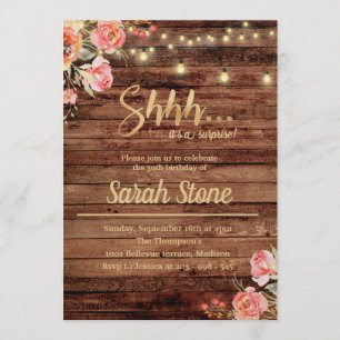 Convite Rustic Floral Wood Surprise