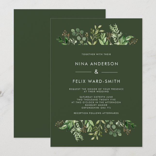 Convite Rustic Foliage Frame Wedation (Frente/Verso)