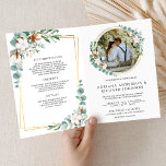 Convite Rustic Gold Cotton Eucalyptus QR Code Wedding<br><div class="desc">Amaze your guests with this elegant wedding invite featuring beautiful leaves and modern typography with QR code for online RSVP. Simply add your event details on this easy-to-use template and adorn this card with your favorite photo to make it a one-of-a-kind invitation.</div>