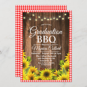 Convite Rustic Graduation CHURRASCO Sunflower