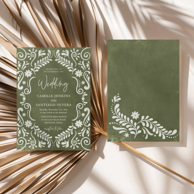 Convite Rustic Green Mexicano para Casamento (Green Mexican Talavera Wedding Invitation)
