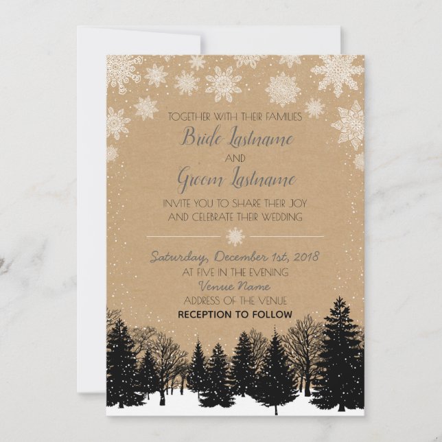 Convite Rustic Kraft Winter (Frente)