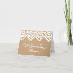 CONVITE RUSTIC LACE   BRIDESMAID CARDS