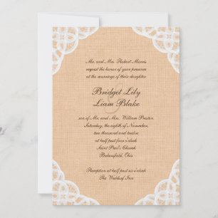 Convite Rustic Lace & Burlap Casation
