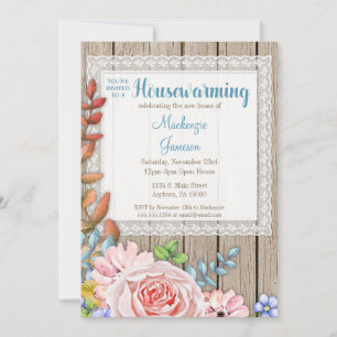Convite Rustic Lace Pink Rose
