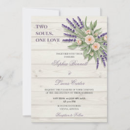 Convite Rustic Lavanda Rosa de Casamento