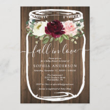 Convite Rustic Mason Jar Chá de fraldas