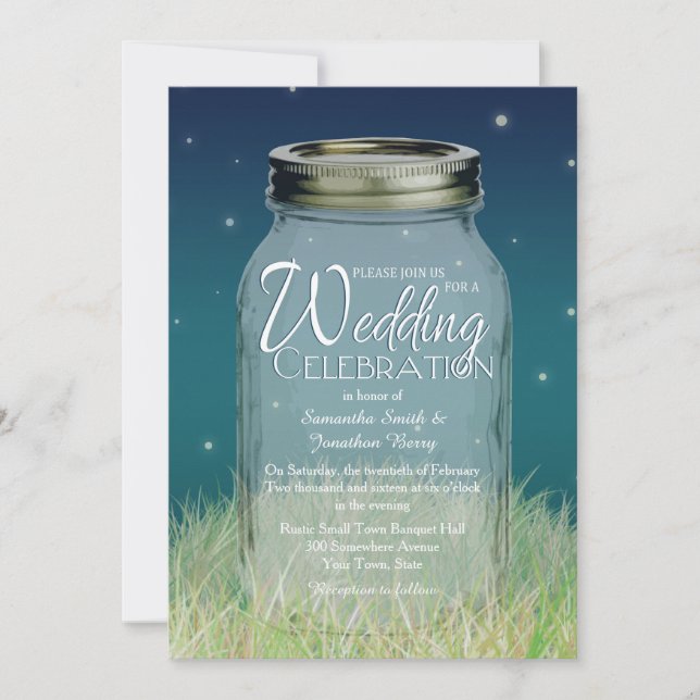 Convite Rustic Noite Mason Jar Casamento (Frente)