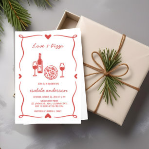 Convite Rustic Pizza & Wine Chá de panela