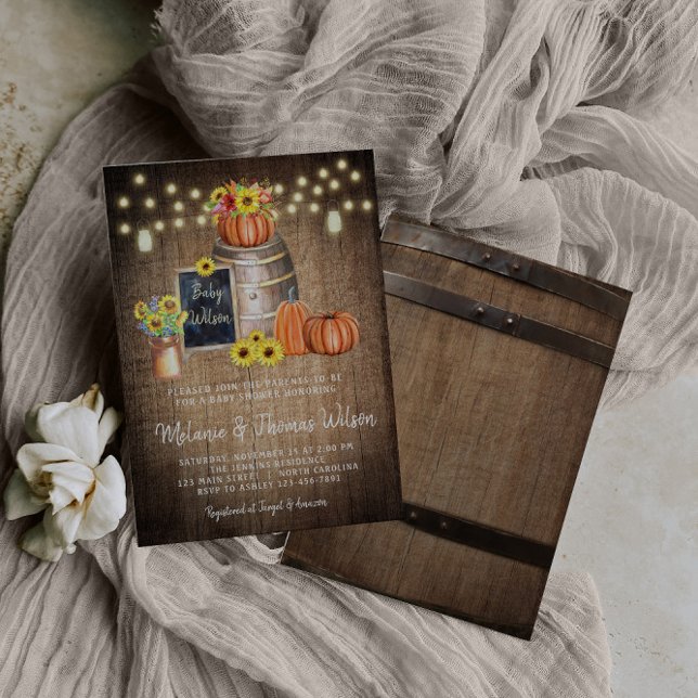 Convite Rustic Pumpkin Fall Chá de fraldas (Criador carregado)