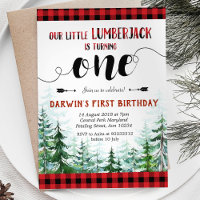 Convite Rustic Red Xadrez Boy Primeiro Aniversário