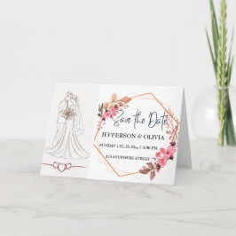 Convite Rustic Romance Salva Data - Vintage Floral Quente