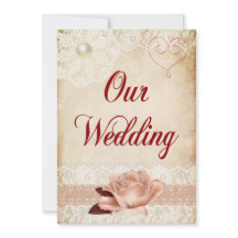 Convite Rustic Rosa and Lace Wedation