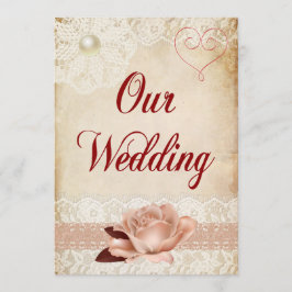 Convite Rustic Rosa and Lace Wedation