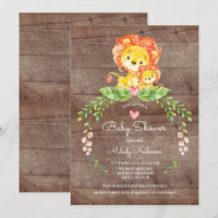 Convite Rustic Safari Jungle Lion Chá de fraldas