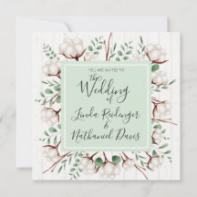 Convite Rustic Southern Cotton & Wood Weditation